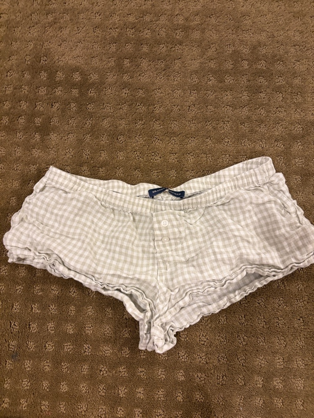 Brandy Melville Light Gray Gingham Ruffle Lounge Shorts